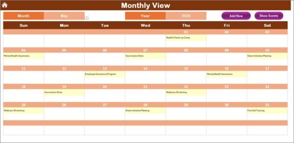 Healthcare HR Sustainability Calendar in Excel - Image 4