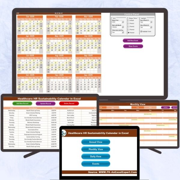 Healthcare HR Sustainability Calendar in Excel
