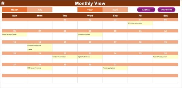 Healthcare Operations Digital Transformation Calendar in Excel - Image 4