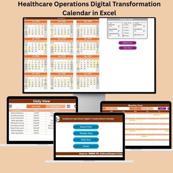 Healthcare Operations Digital Transformation Calendar in Excel