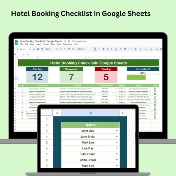 Hotel Booking Checklist in Google Sheets