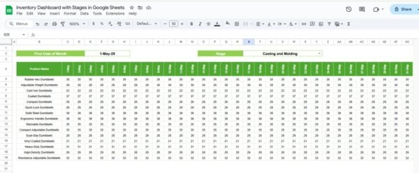 Inventory Dashboard with Stages in Google Sheets - Image 4