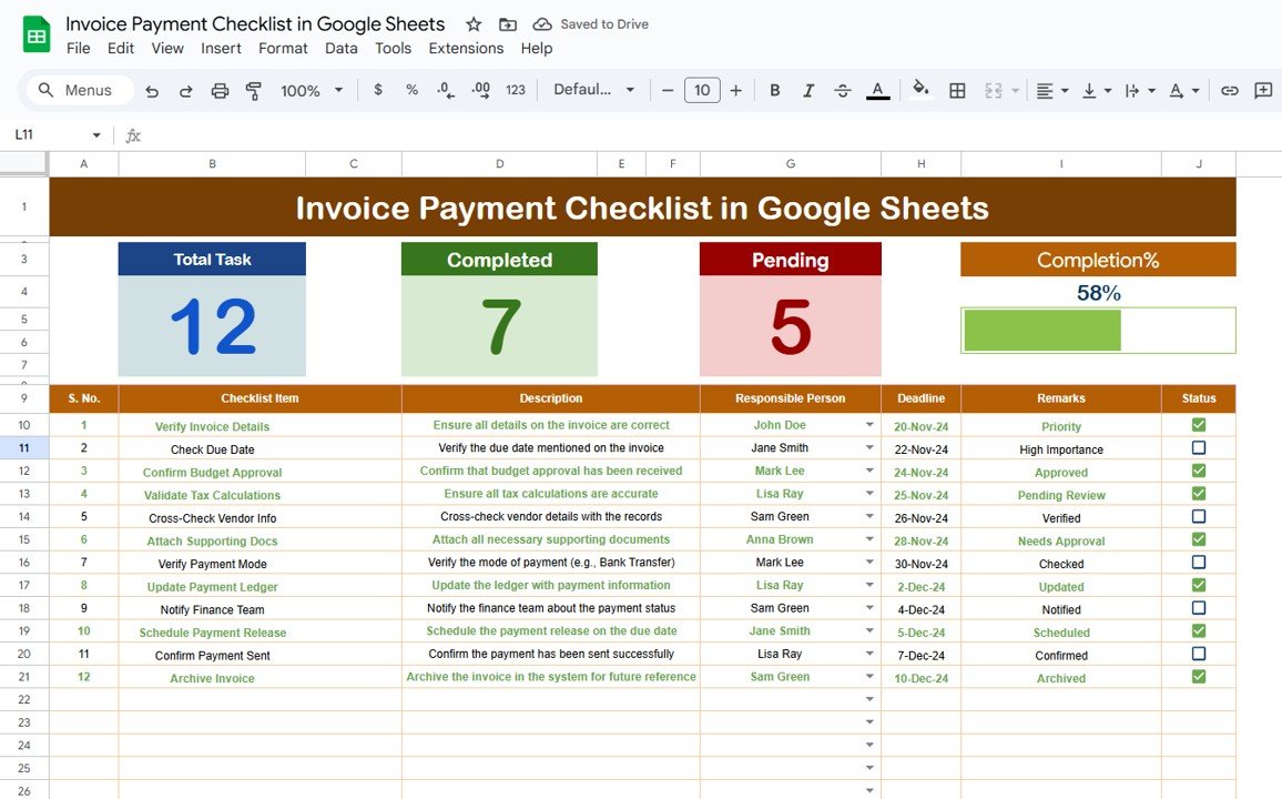 Invoice Payment Checklist