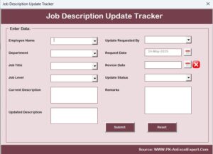 Job Description Update Tracker in Excel - Next Gen Templates