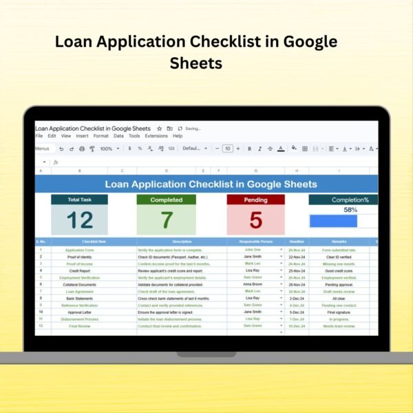 Loan Application Checklist in Google Sheets
