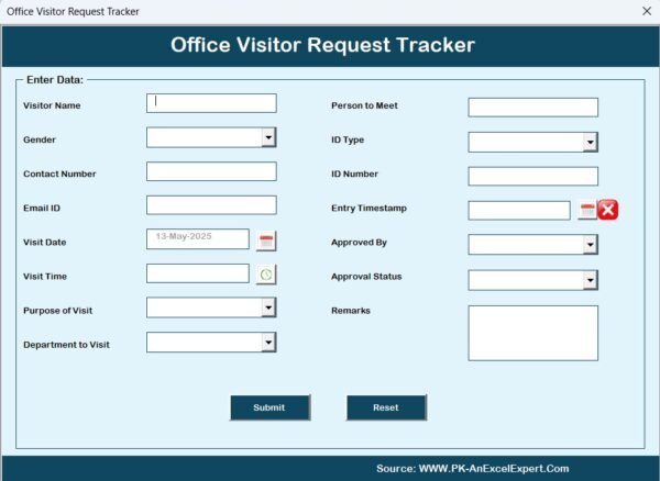 Office Visitor Request Tracker in Excel - Image 6