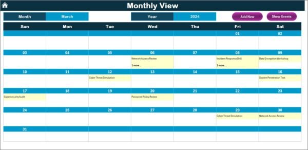 Operations Cybersecurity Calendar in Excel - Image 4