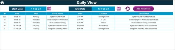 Operations Cybersecurity Calendar in Excel - Image 5