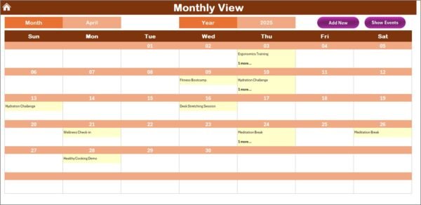 Operations Employee Wellness Calendar in Excel - Image 4