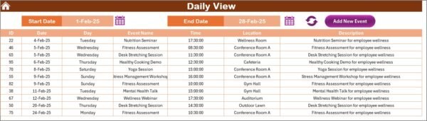 Operations Employee Wellness Calendar in Excel - Image 5