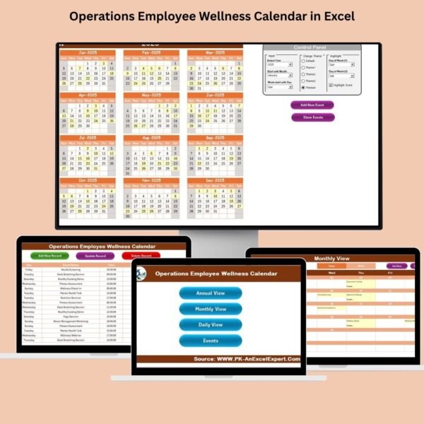 Operations Employee Wellness Calendar in Excel