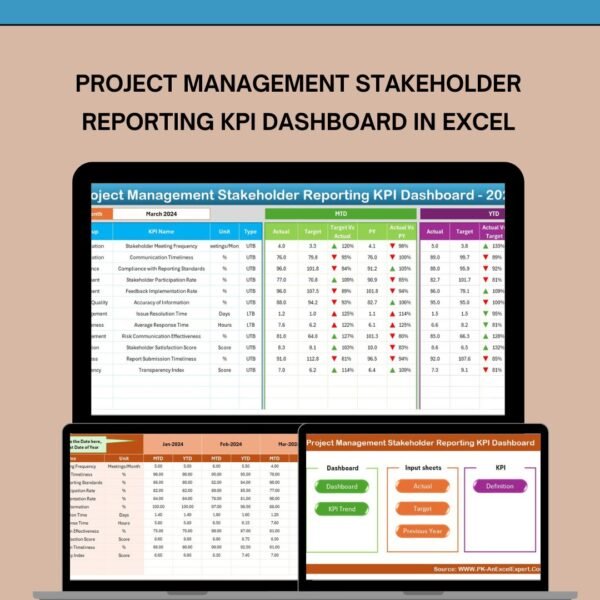 Project Management Stakeholder Reporting KPI Dashboard in Excel