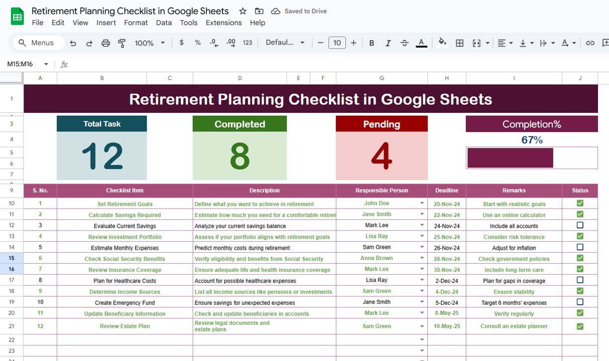retirement planning checklist
