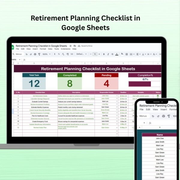 Retirement Planning Checklist in Google Sheets