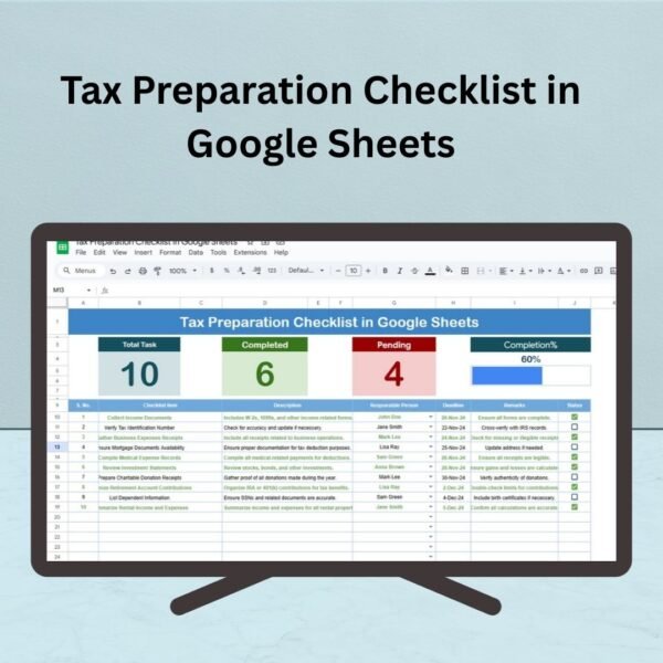 Tax Preparation Checklist in Google Sheets