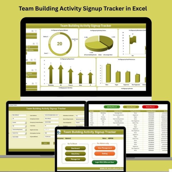 Team Building Activity Signup Tracker in Excel