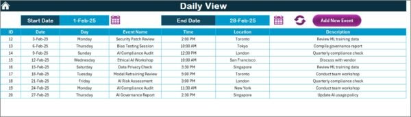 Technology Compliance AI Implementation Calendar in Excel - Image 5