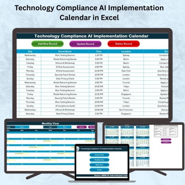 Technology Compliance AI Implementation Calendar in Excel