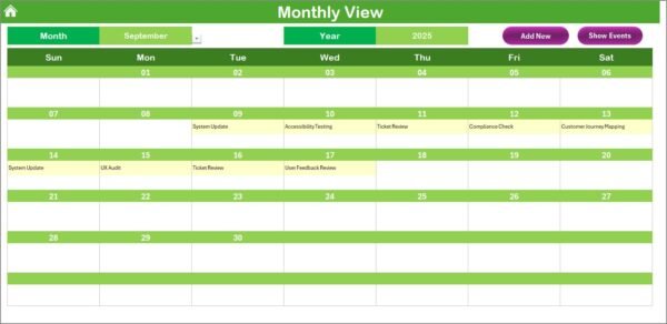 Technology Compliance Customer Experience Calendar in Excel - Image 4