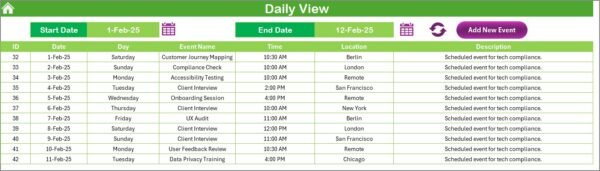 Technology Compliance Customer Experience Calendar in Excel - Image 5