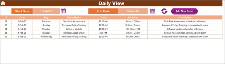 Technology Compliance Remote Work Calendar in Excel - Next Gen Templates