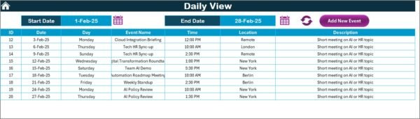 Technology HR AI Implementation Calendar in Excel - Image 5
