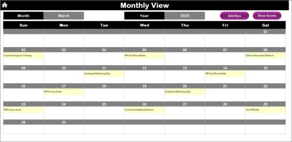 Technology HR Customer Experience Calendar in Excel - Image 4