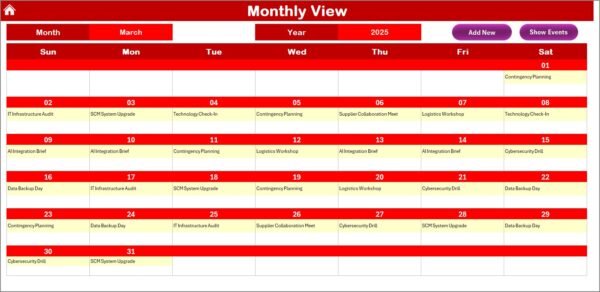 Technology HR Supply Chain Resilience Calendar in Excel - Image 4