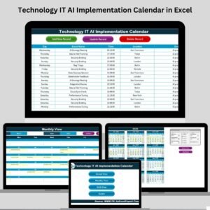 Technology IT AI Implementation Calendar in Excel