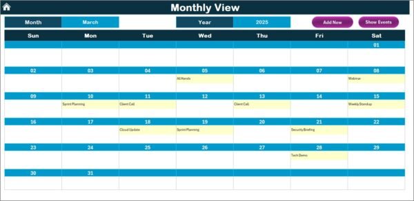 Technology IT Remote Work Calendar in Excel - Image 4