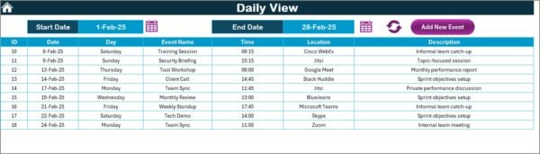 Technology IT Remote Work Calendar in Excel - Image 5