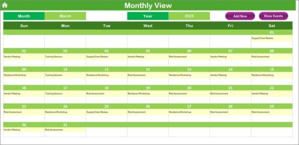Technology IT Supply Chain Resilience Calendar in Excel - Image 4