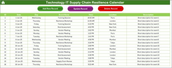 Technology IT Supply Chain Resilience Calendar in Excel - Image 6