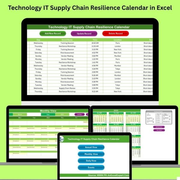 Technology IT Supply Chain Resilience Calendar in Excel