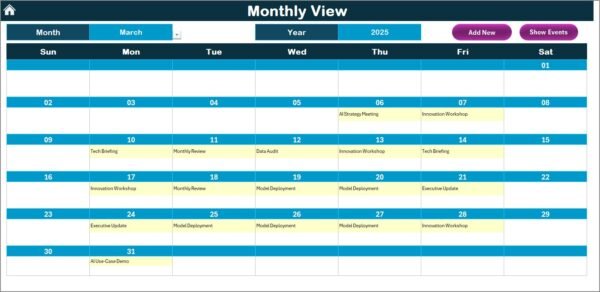 Technology Marketing AI Implementation Calendar in Excel - Image 4