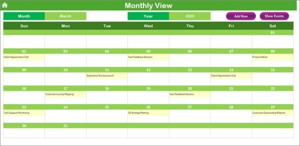 Technology Marketing Customer Experience Calendar in Excel - Image 4