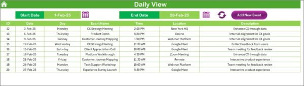 Technology Marketing Customer Experience Calendar in Excel - Image 5