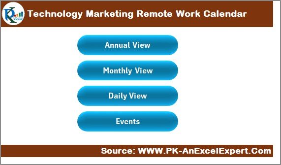 Technology Marketing Remote Work Calendar