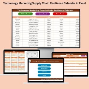 Technology Marketing Supply Chain Resilience Calendar in Excel