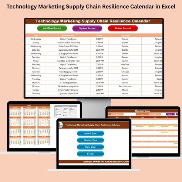 Technology Marketing Supply Chain Resilience Calendar in Excel