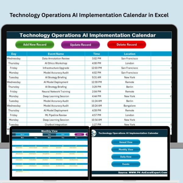 Technology Operations AI Implementation Calendar in Excel