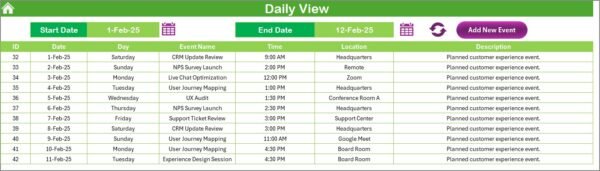 Technology Operations Customer Experience Calendar in Excel - Image 5