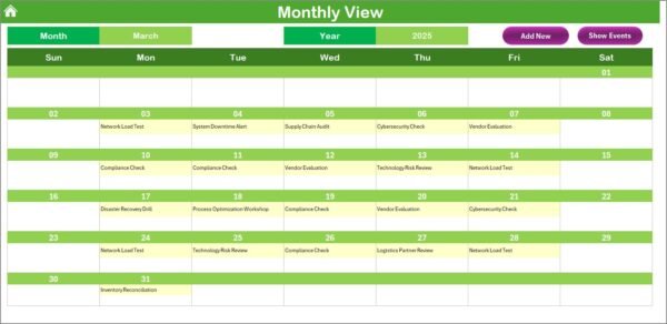 Technology Operations Supply Chain Resilience Calendar in Excel - Image 4