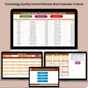 Technology Quality Control Remote Work Calendar in Excel