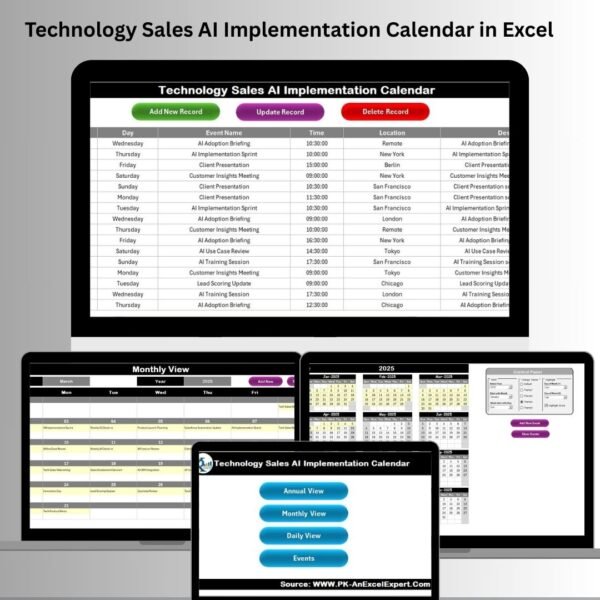 Technology Sales AI Implementation Calendar in Excel