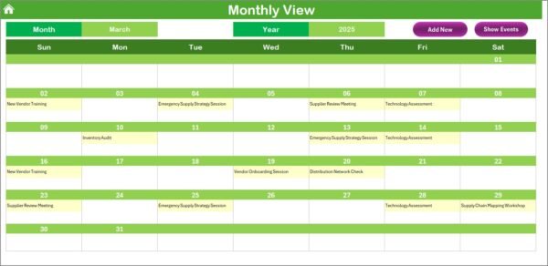 Technology Sales Supply Chain Resilience Calendar in Excel - Image 4