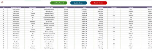 Training Schedule Request Tracker in Excel - Image 5