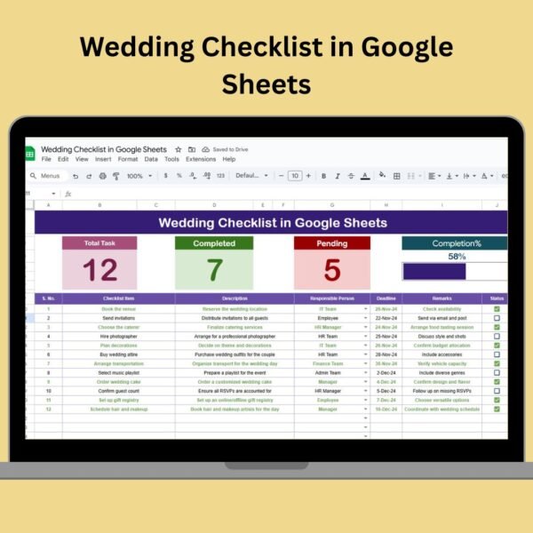 Wedding Checklist in Google Sheets