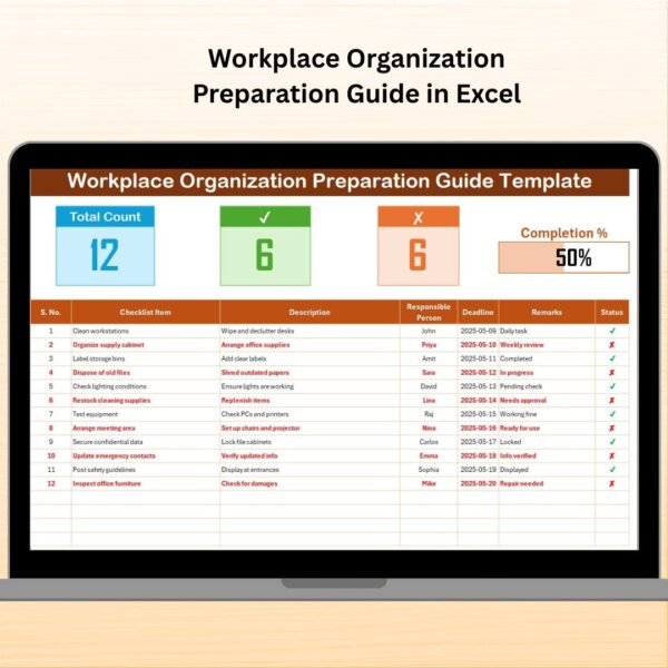 Workplace Organization Preparation Guide in Excel