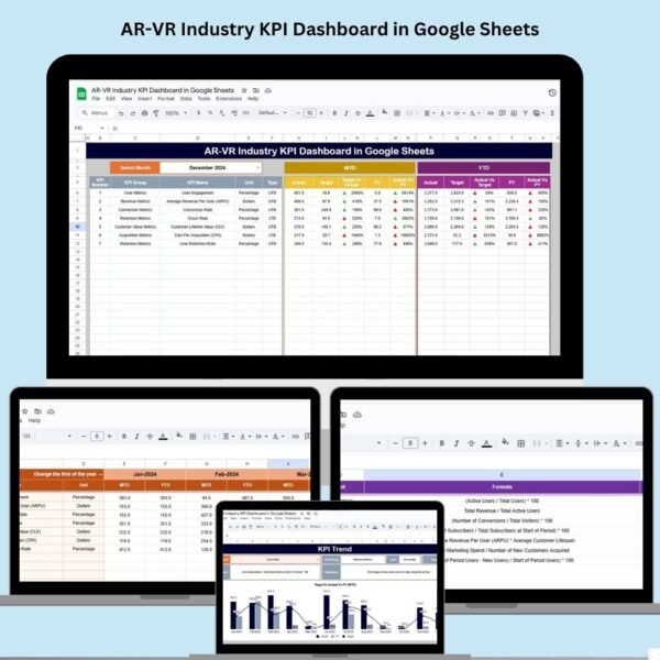 AR-VR Industry KPI Dashboard in Google Sheets